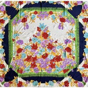 Vintage Emilio Carducci Italy Floral Silk Scarf Hand Rolled Hem Designer 90cm